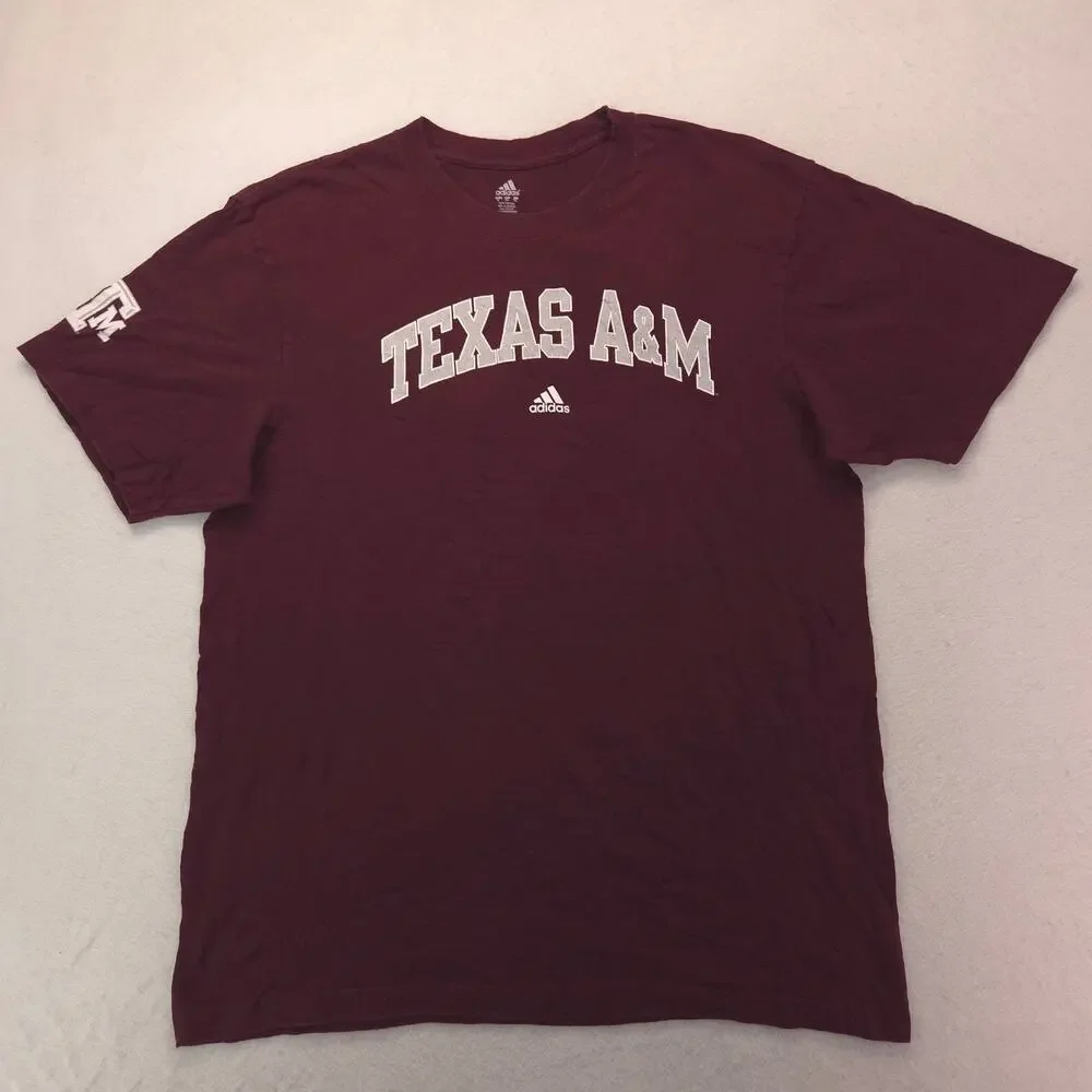 Adidas Texas A&M University College Crew Neck T Shirt Mens Size XL Maroon
